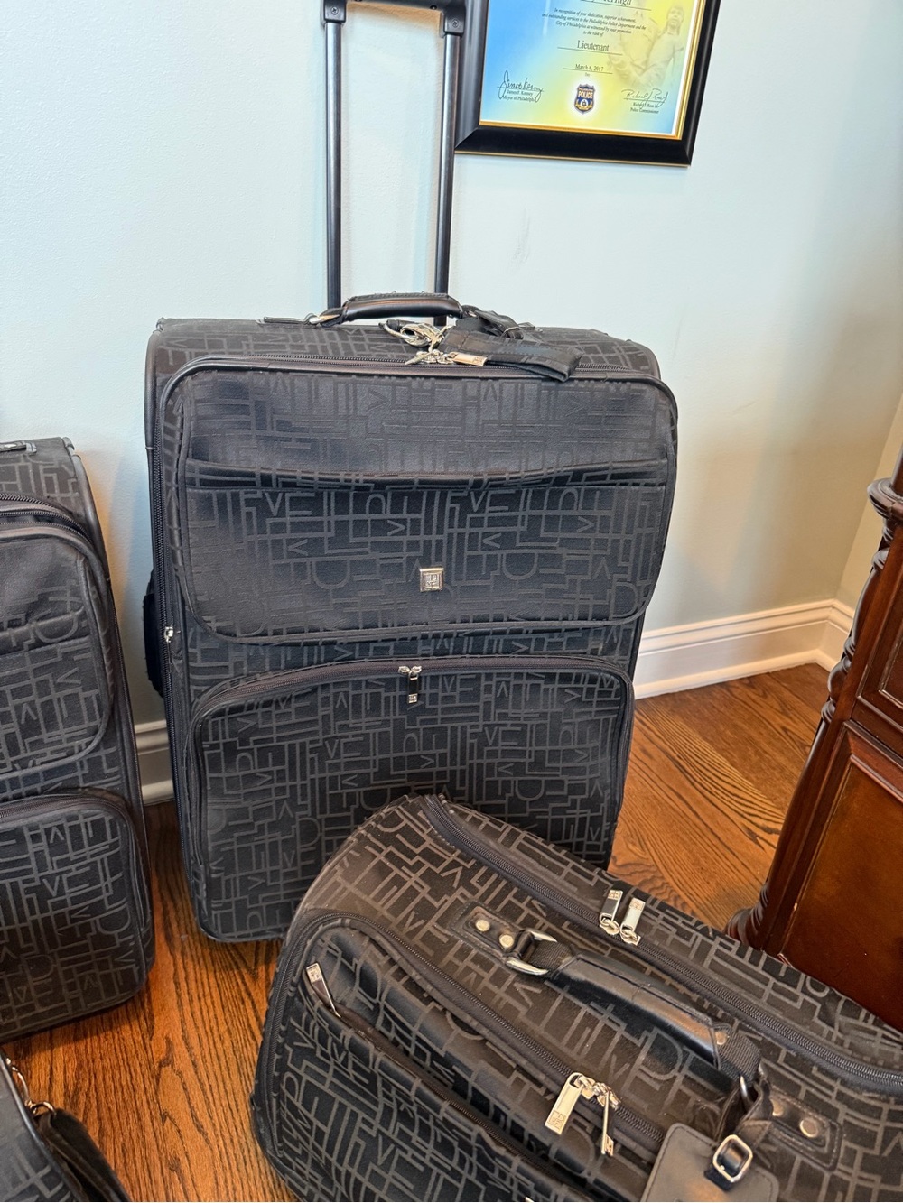 Diane Von Furstenberg Black monogram 27” checked luggage suitcase
